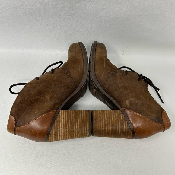 Tommy Hilfiger Women’s Brown Leather Ankle Boots Booties 8 Chunky Heel Lace Up - Picture 9 of 13